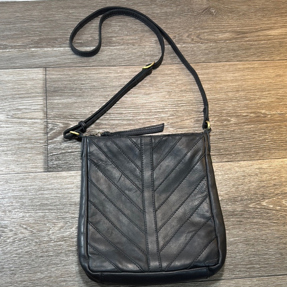 Margot Black Leather Crossbody Bag adjustable strap
